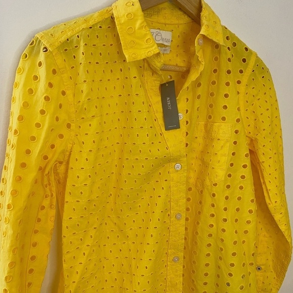 NWT J. Crew Sunny Yellow Eyelet Button Down Shirt - Picture 7 of 8